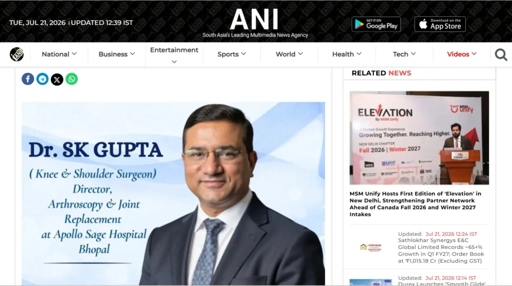 Dr. S.K. Gupta Article Publiched in ANI News